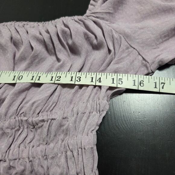 Urban Outfitters Cottagecore Crop Peasant Top Smocked Waist Purple Small - Picture 3 of 6